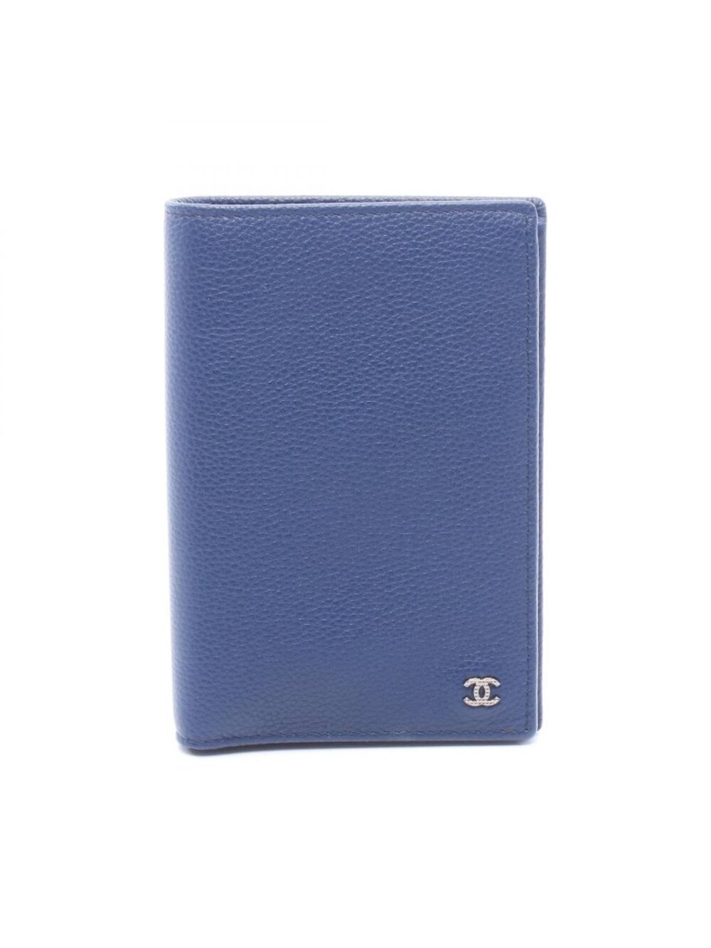 Chanel Pass Case CC Logo Passport Blue Navy Leather
